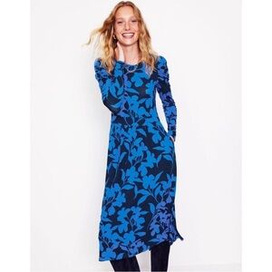 Boden Puff Sleeve Blouson Dress Navy Silhouette Bloom 10